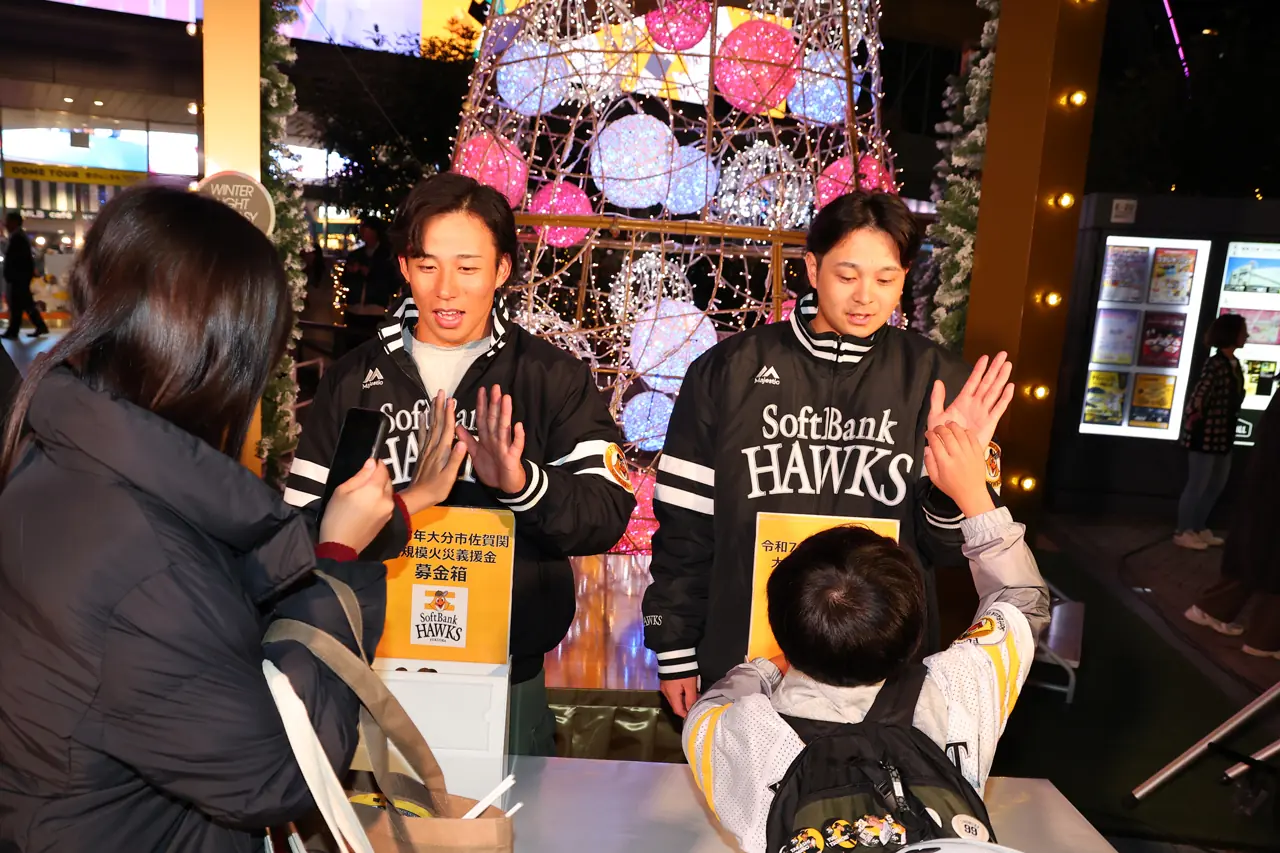 ホークス、被災地支援の義援金募金を実施—野村選手と川瀬選手が協力を呼びかけ