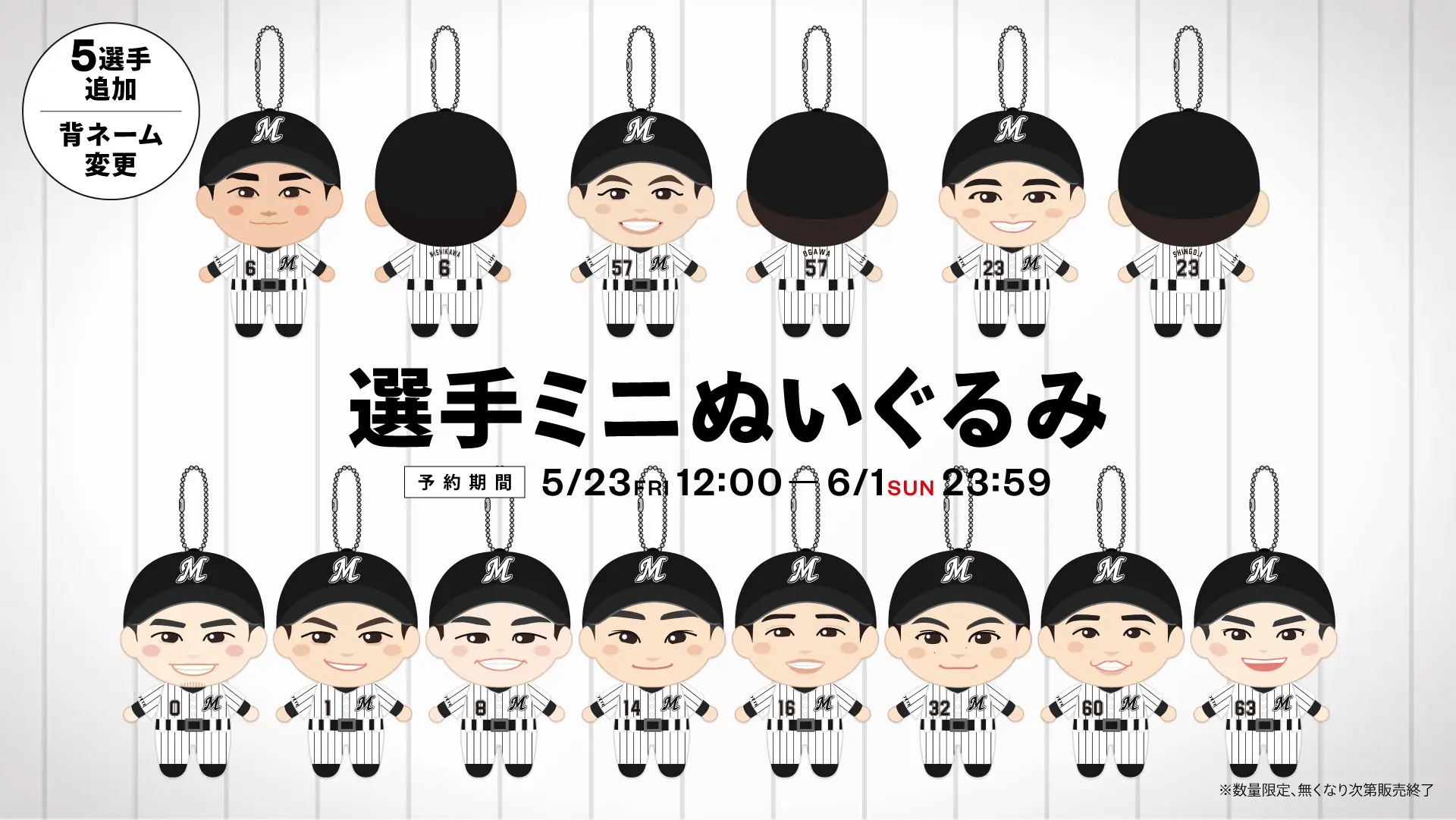 千葉ロッテマリーンズの選手ミニぬいぐるみがオンラインストアで販売開始！