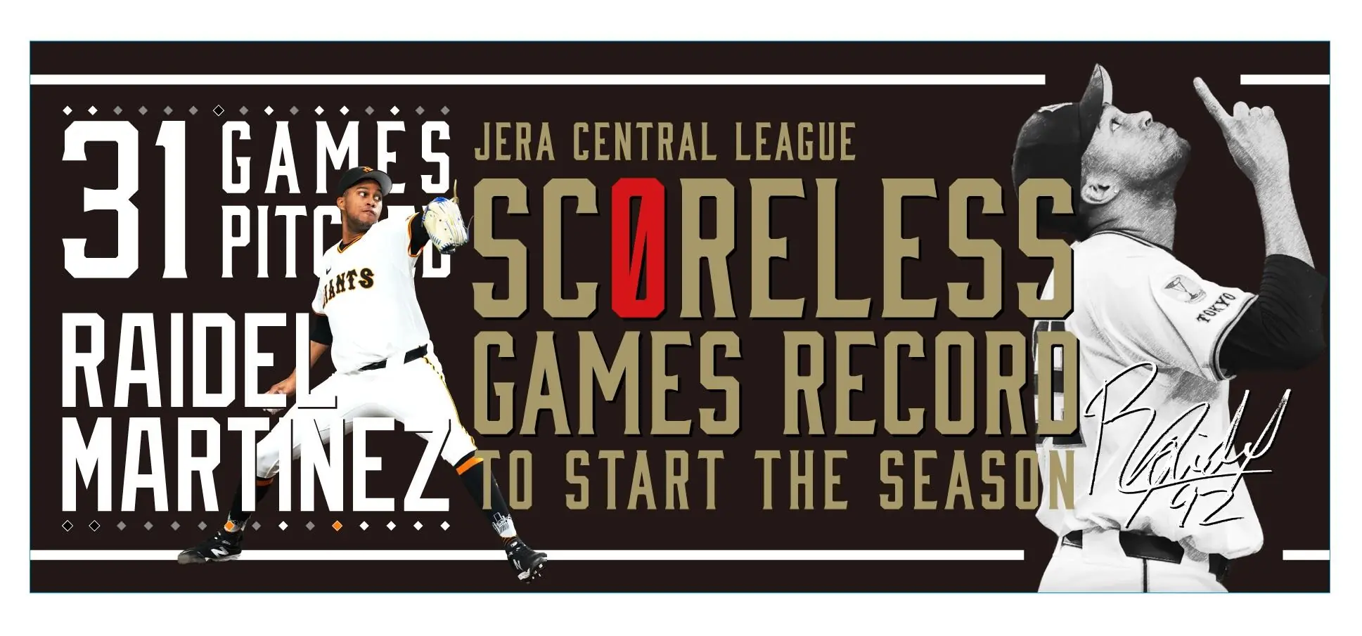マルティネス投手、開幕からの無失点試合記録達成記念グッズ販売決定