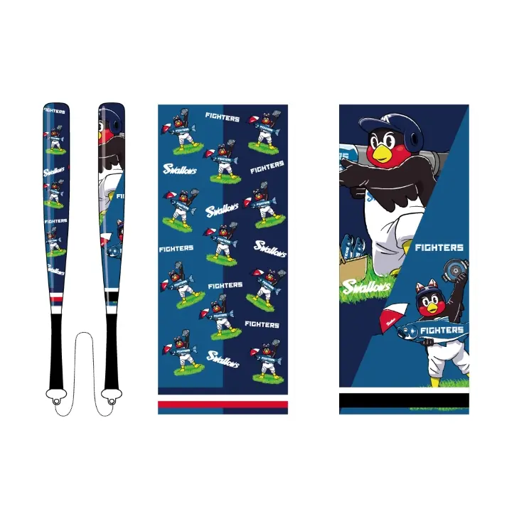 東京ヤクルトスワローズが「しゃけまる」とコラボしたカンフーバットを発売