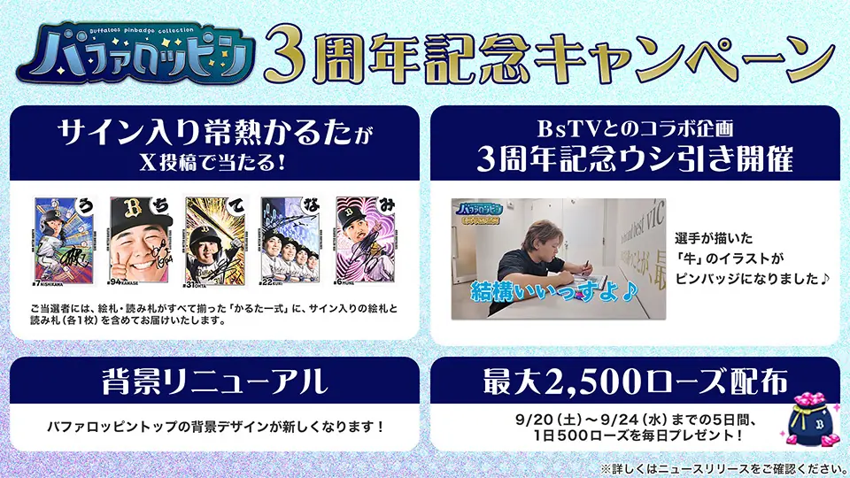 オリックス・バファローズ バファロッピン3周年記念キャンペーン開始 4企画を展開