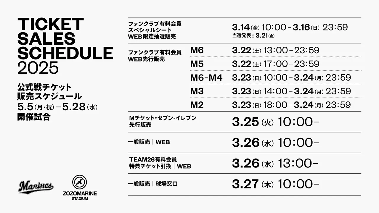 千葉ロッテマリーンズの公式戦チケット販売情報！5月のイベントに期待！