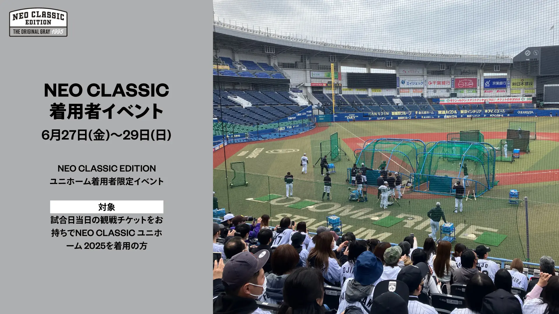 千葉ロッテマリーンズ特別イベントのお知らせ：ユニホームを着て試合を楽しもう