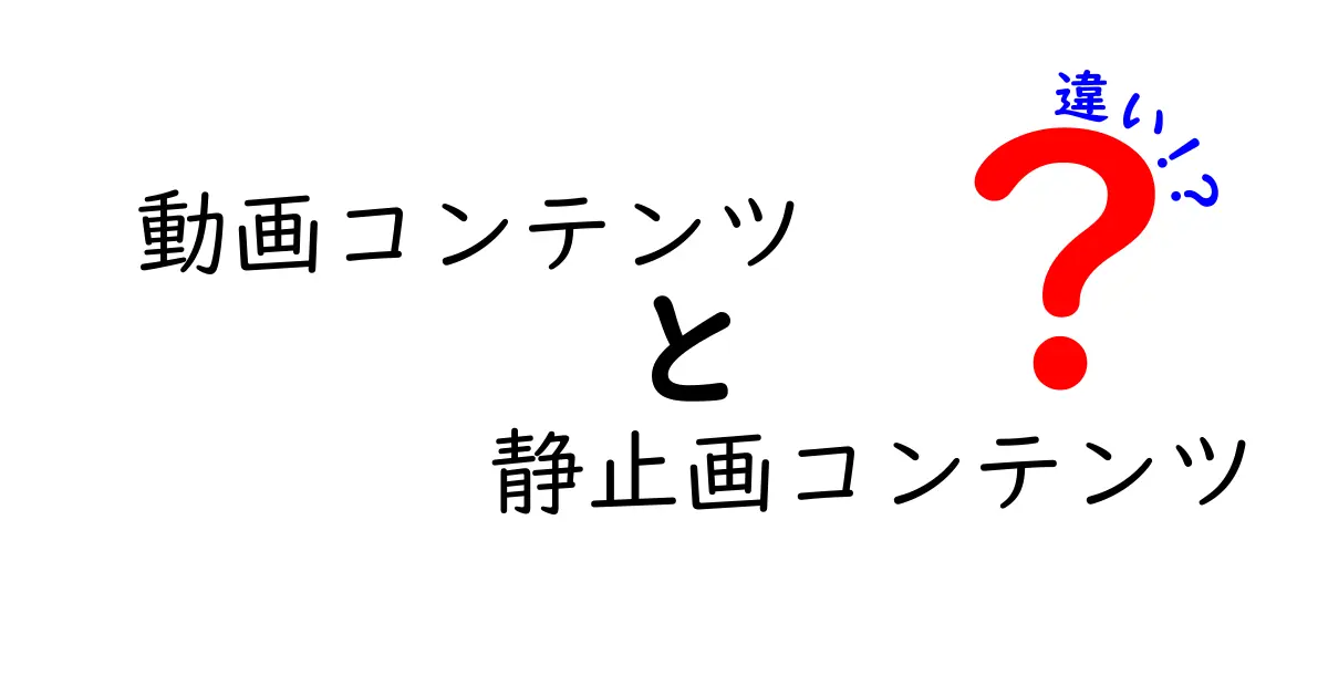 動画コンテンツと静止画コンテンツの違いを徹底解説—どっちを選べばいいの?中学生にもわかる使い分けガイド