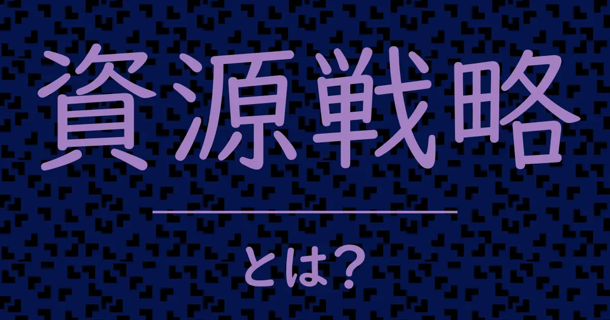 資源戦略とは?毒舌で解説!