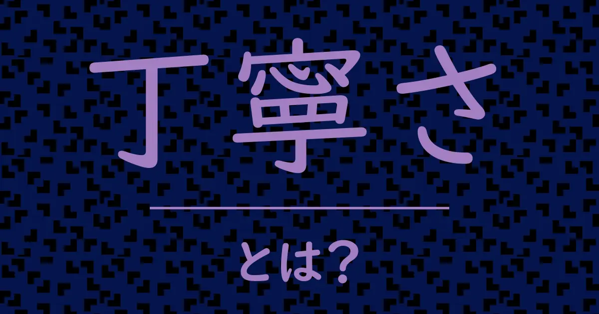 丁寧さとは?毒舌で解説!