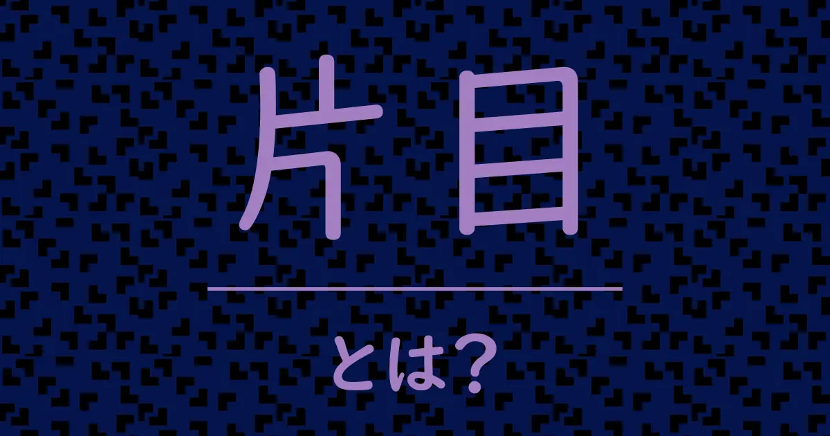 片目とは？毒舌で解説！
