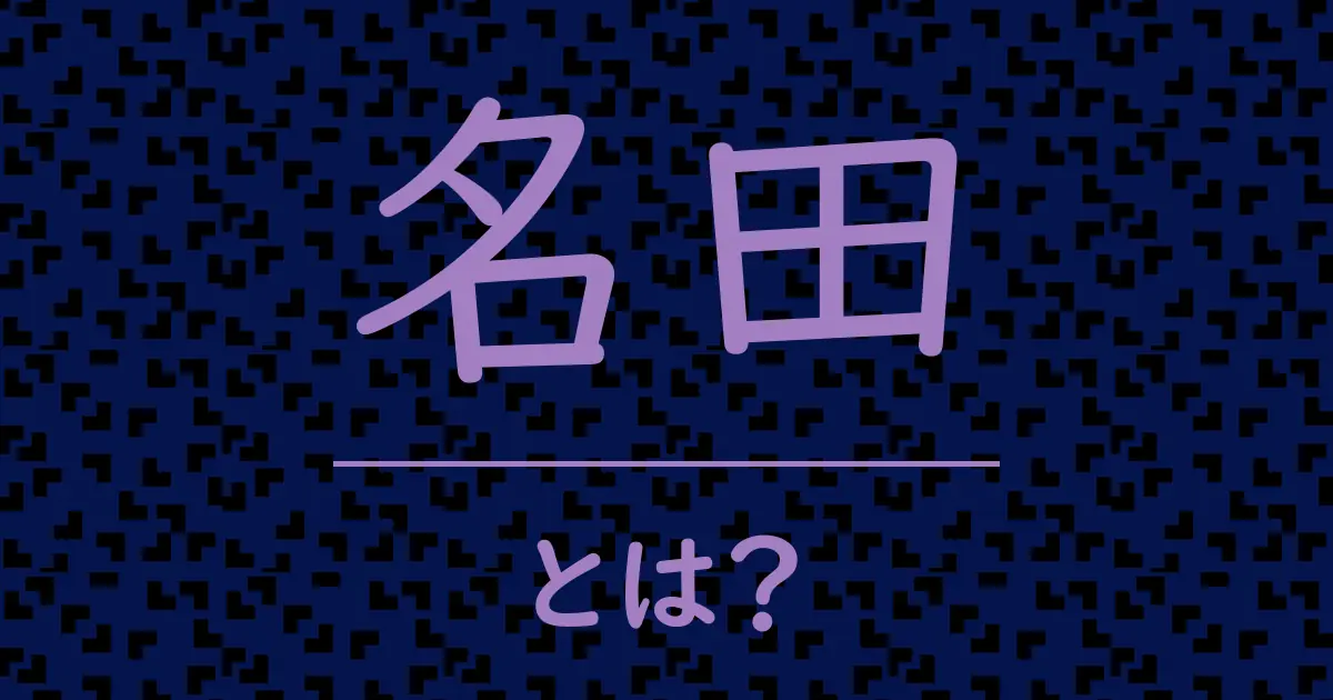名田とは?毒舌で解説!