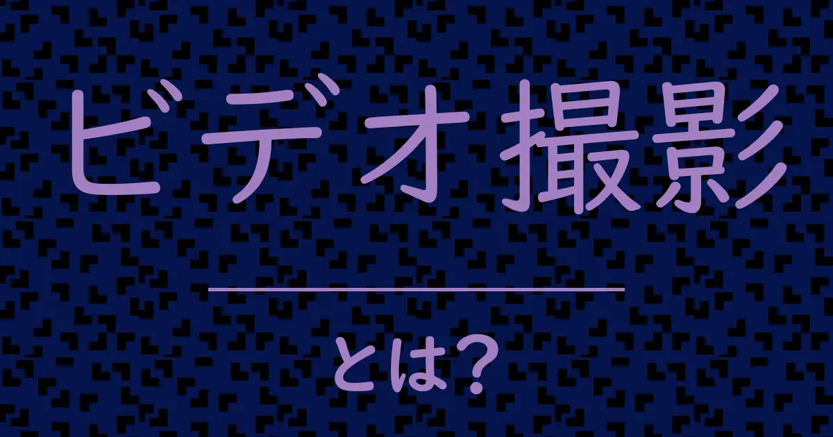 ビデオ撮影とは?毒舌で解説!