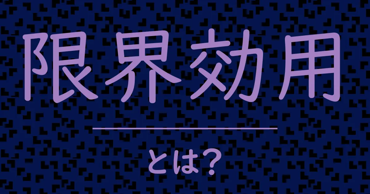 限界効用とは?毒舌で解説!