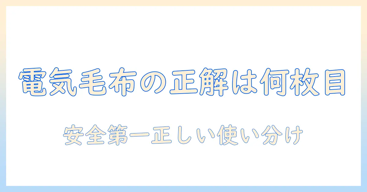電気毛布の何枚目は正解?冬の寒さ対策に役立つ選び方と使い方