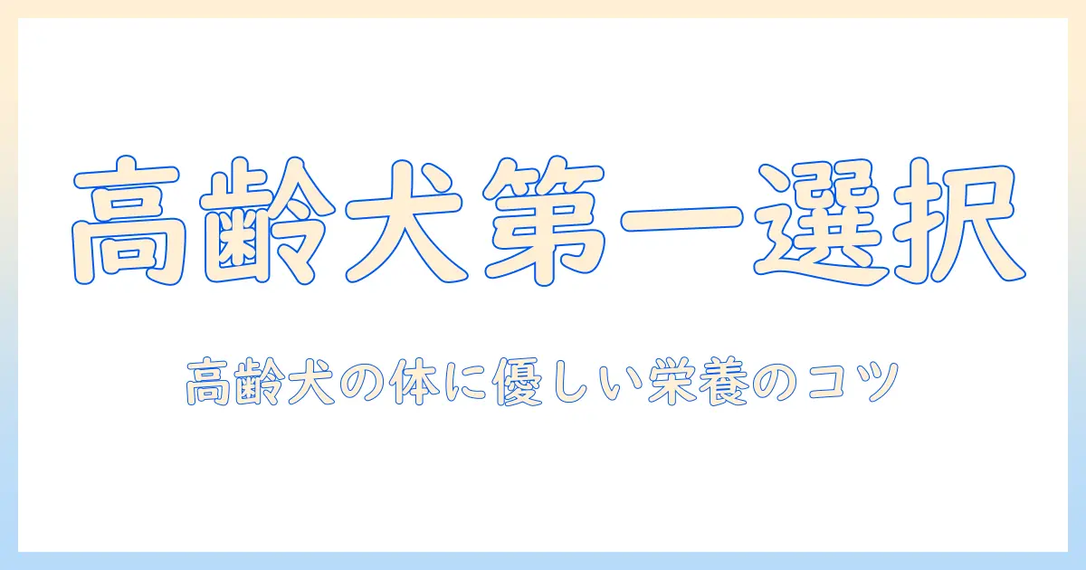 ドッグフードのファーストチョイスで高齢の犬をケアするための選び方とポイント