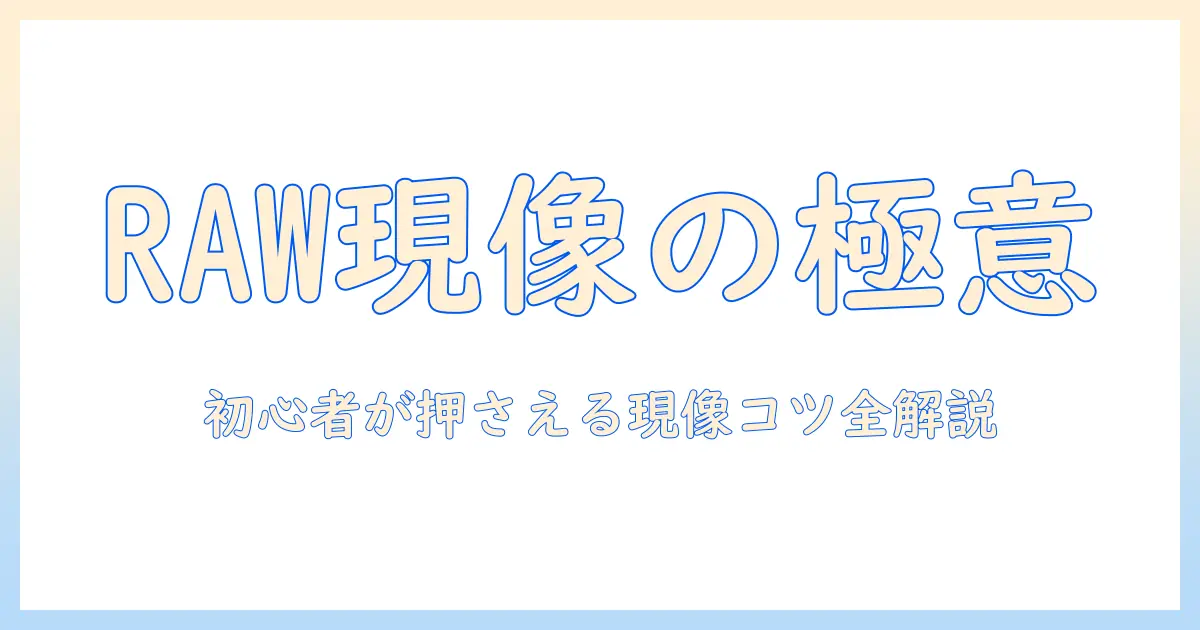 写真と raw のメリットを徹底解説：初心者が知っておくべき RAW 現像のコツ