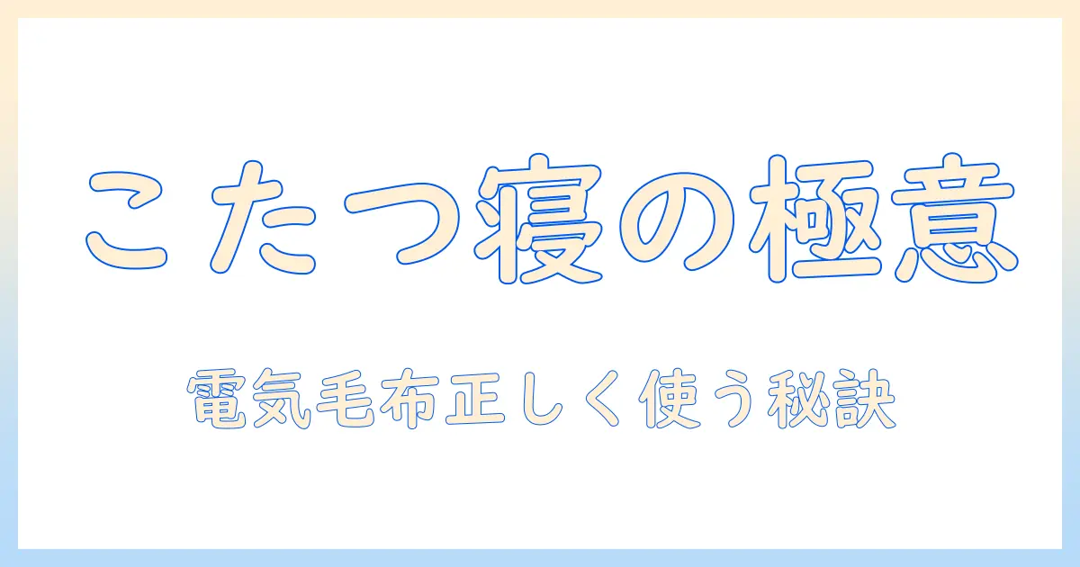 こたつで寝るときのコツ：電気毛布の使い方と安全に過ごす方法