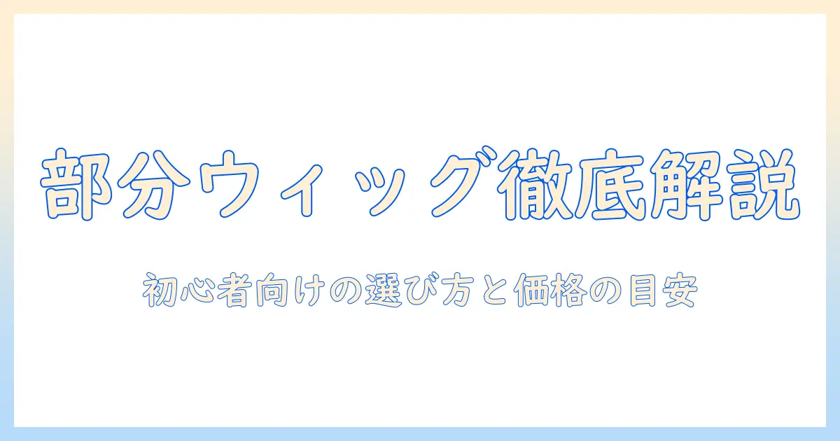 部分・ウィッグ・相場を徹底解説：初心者でも分かる部分ウィッグの選び方と価格の目安