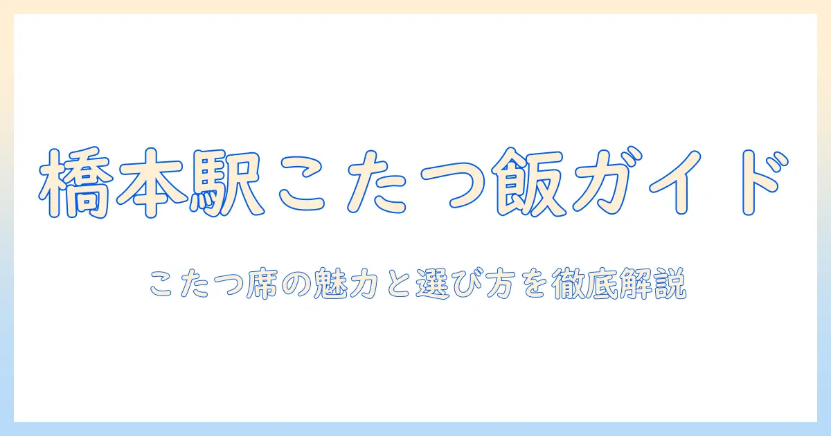 橋本駅でランチを楽しむには?こたつ席がある店を徹底ガイド