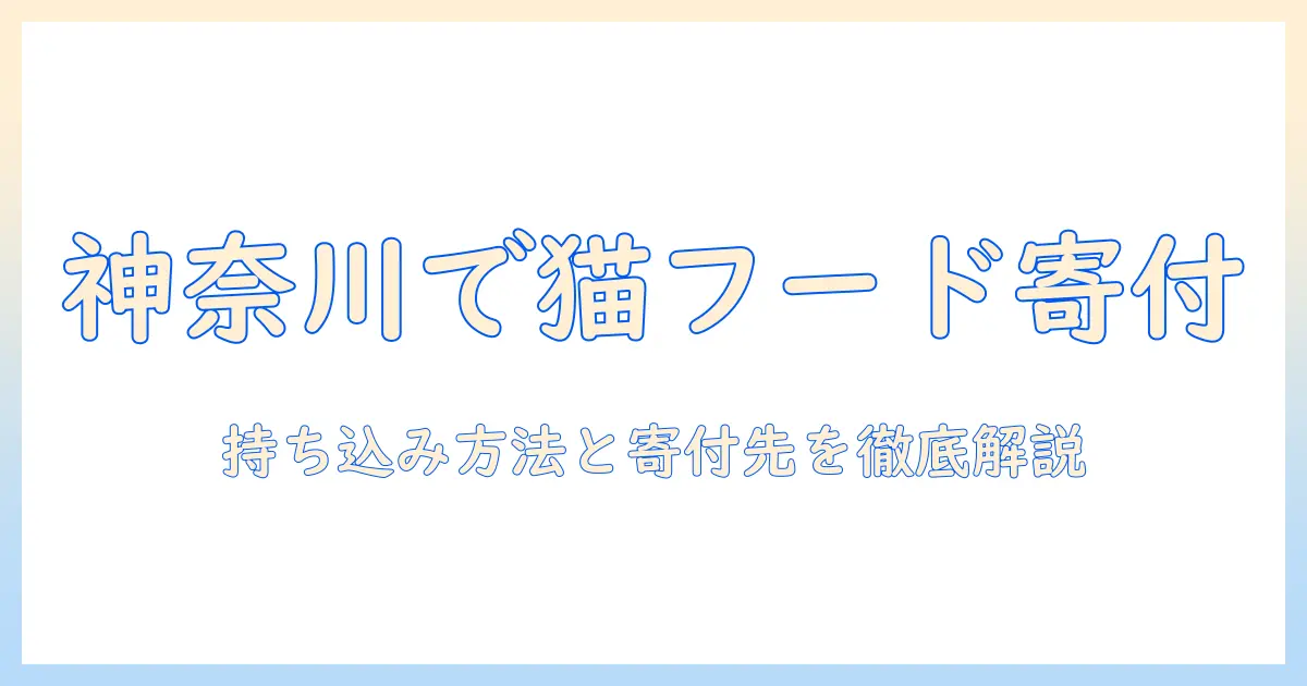 神奈川でキャットフードを寄付するには？持ち込み方法と寄付先を徹底解説