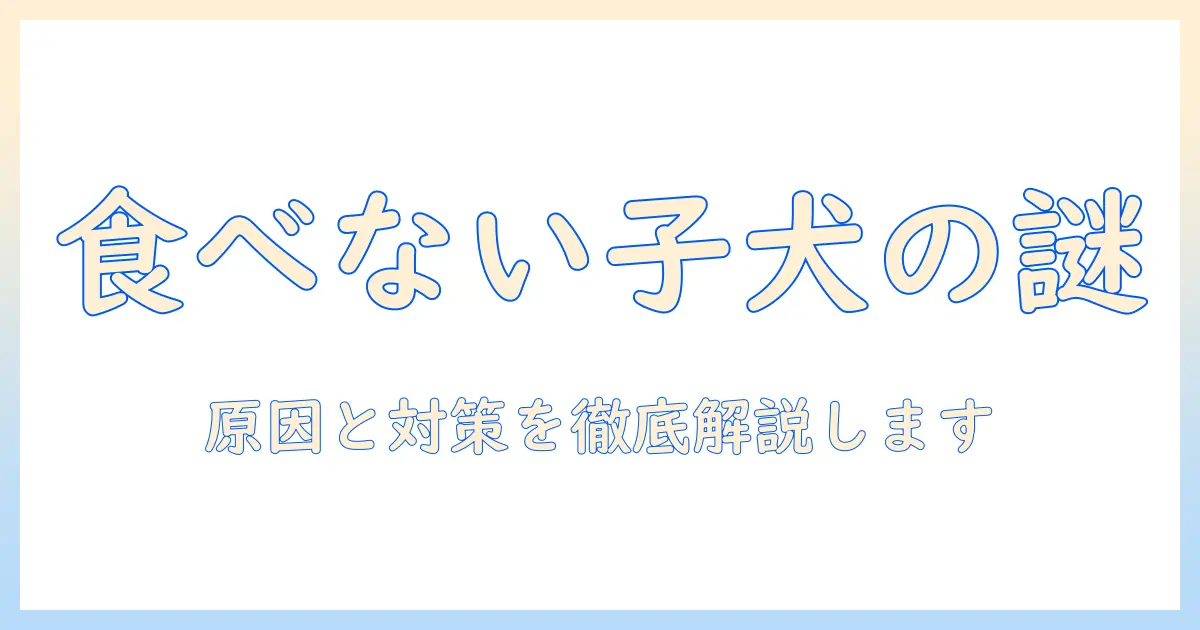 子犬がドッグフードを食べないわがままを解消する方法：原因と対策、正しい選び方と食いつき改善のコツ