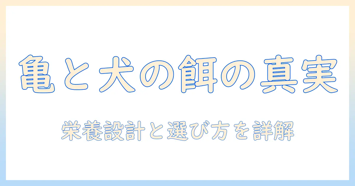 亀の餌とドッグフードの違いと選び方:ペットごとに賢く選ぶためのポイント