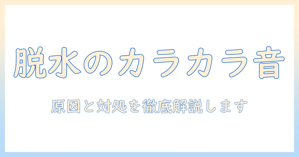 洗濯機の脱水で異音がカラカラ？原因と対処法を徹底解説