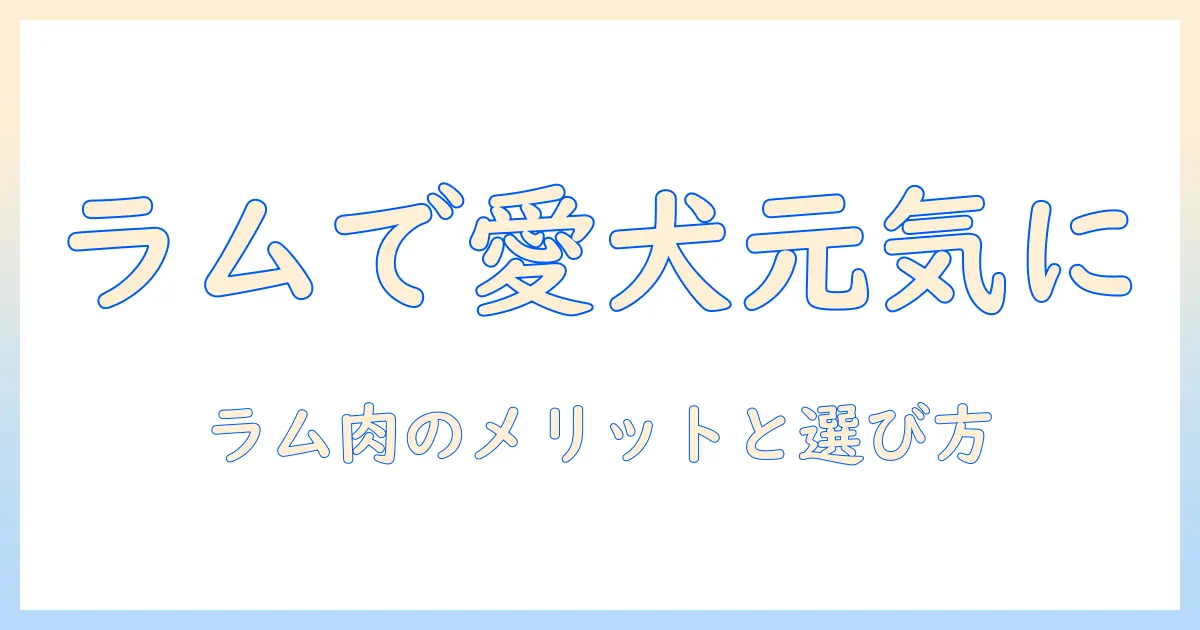ドッグフードのラムの効果を徹底解説:ラム肉のメリットと選び方