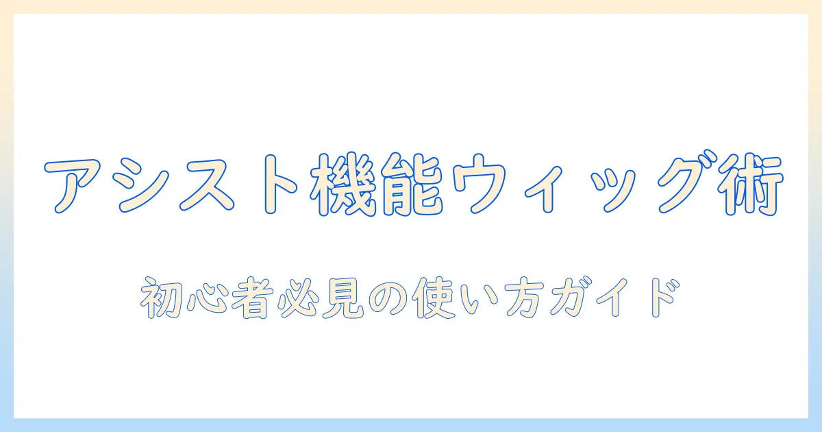 アシスト機能つきウィッグとベルトの使い方ガイド|初心者が知っておくべきポイント