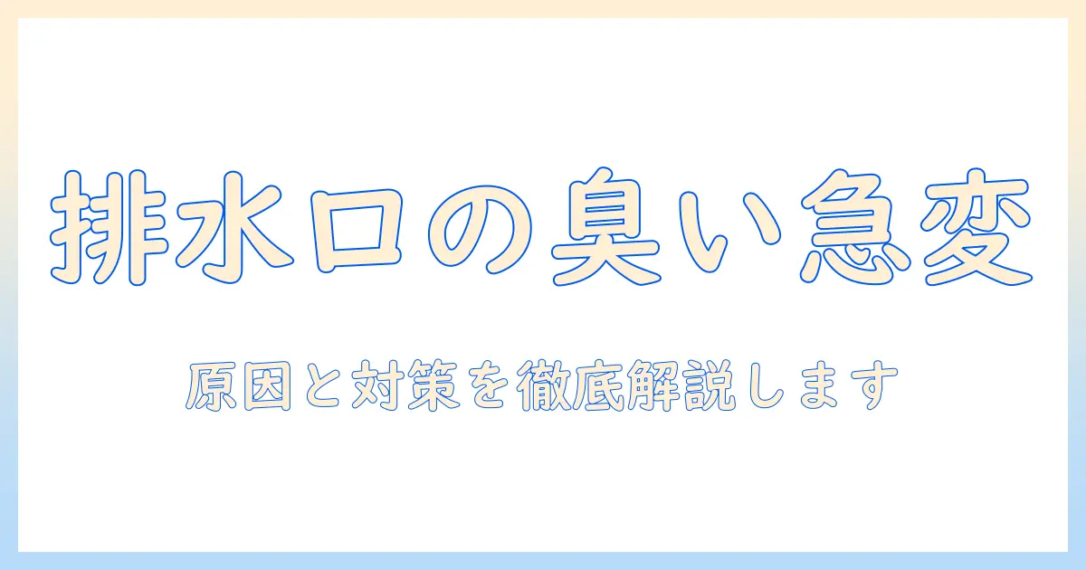洗濯機の排水口から臭いが急に発生したときの原因と対策