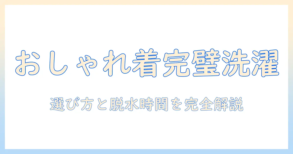 洗濯機の使い方完全ガイド：おしゃれ着コースの選び方と脱水時間の目安