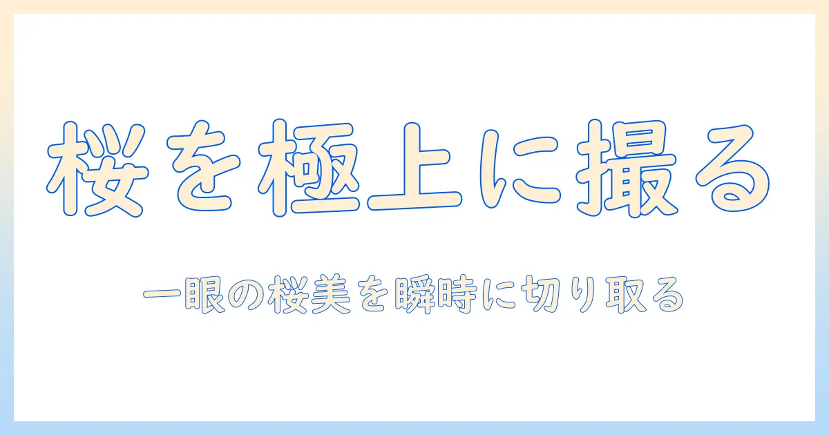 桜 写真 撮り 方 一眼で美しく撮る基礎と実践テクニック