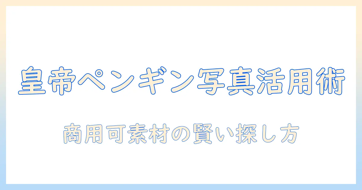 皇帝 ペンギン 写真 フリーを活用する完全ガイド：商用OKの無料素材を見つけるコツと注意点