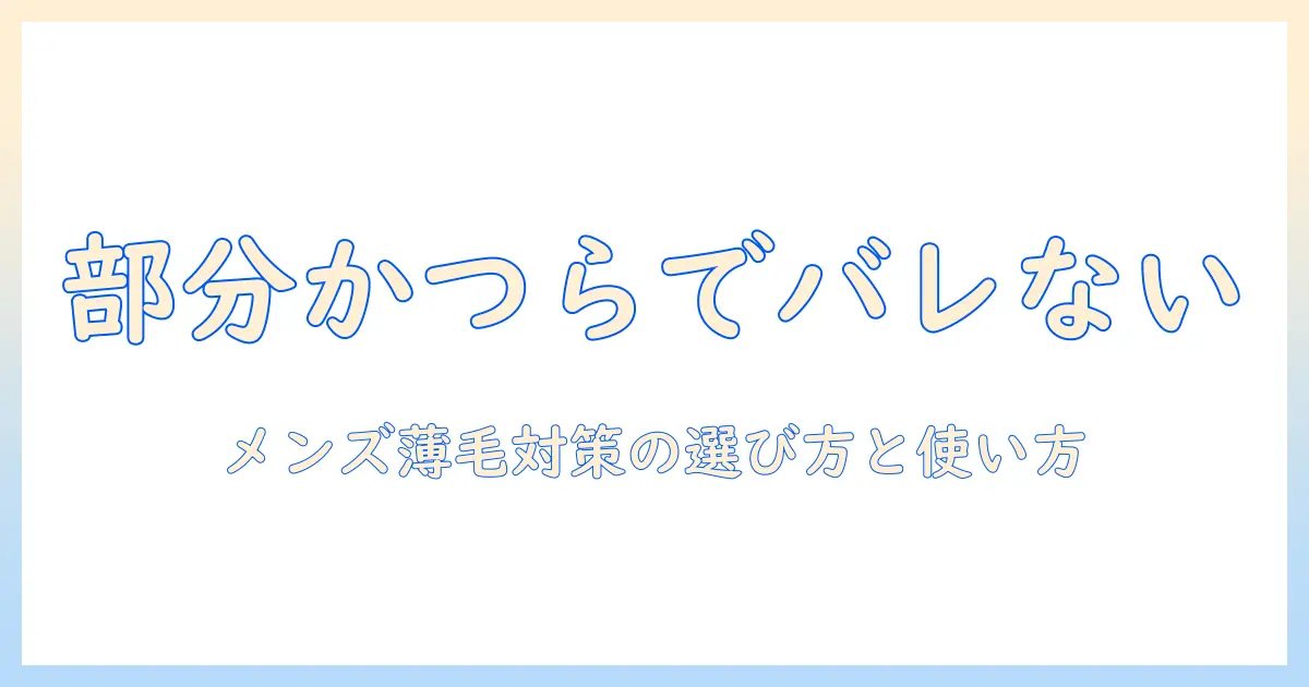部分かつらとウィッグでバレない！メンズの薄毛対策に最適な選び方と使い方