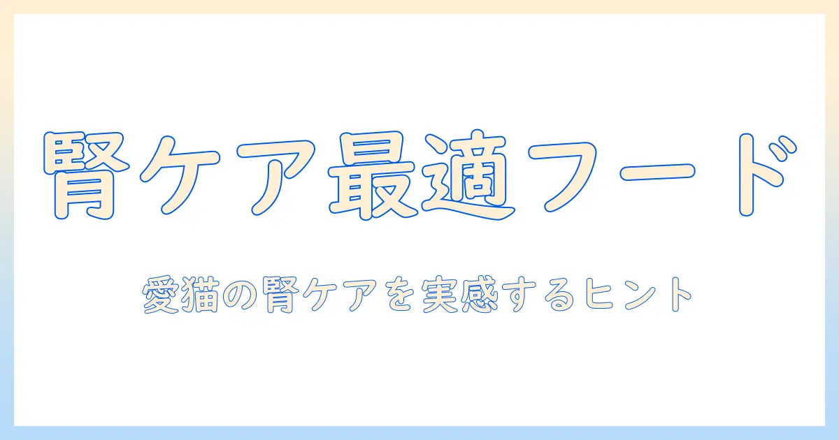 腎臓ケアのための市販キャットフード選びガイド：愛猫の腎臓ケアをサポートするポイント