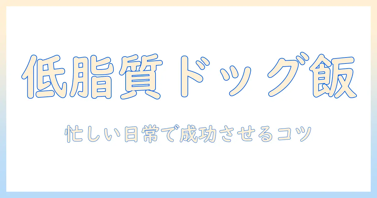 ドッグフードの低脂質とは何か?忙しい人のための選び方とポイント