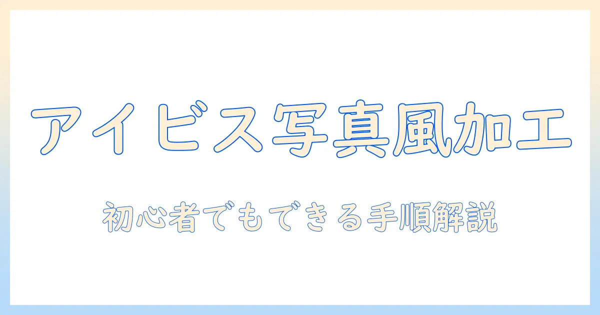 アイビス 写真 風 加工をマスターする：初心者向けの手順とコツ