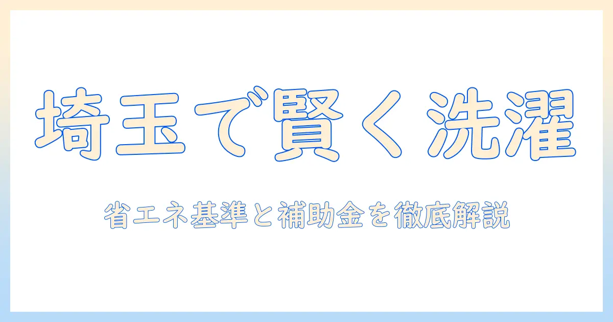 埼玉県で洗濯機を選ぶときの省エネ家電と補助金活用ガイド