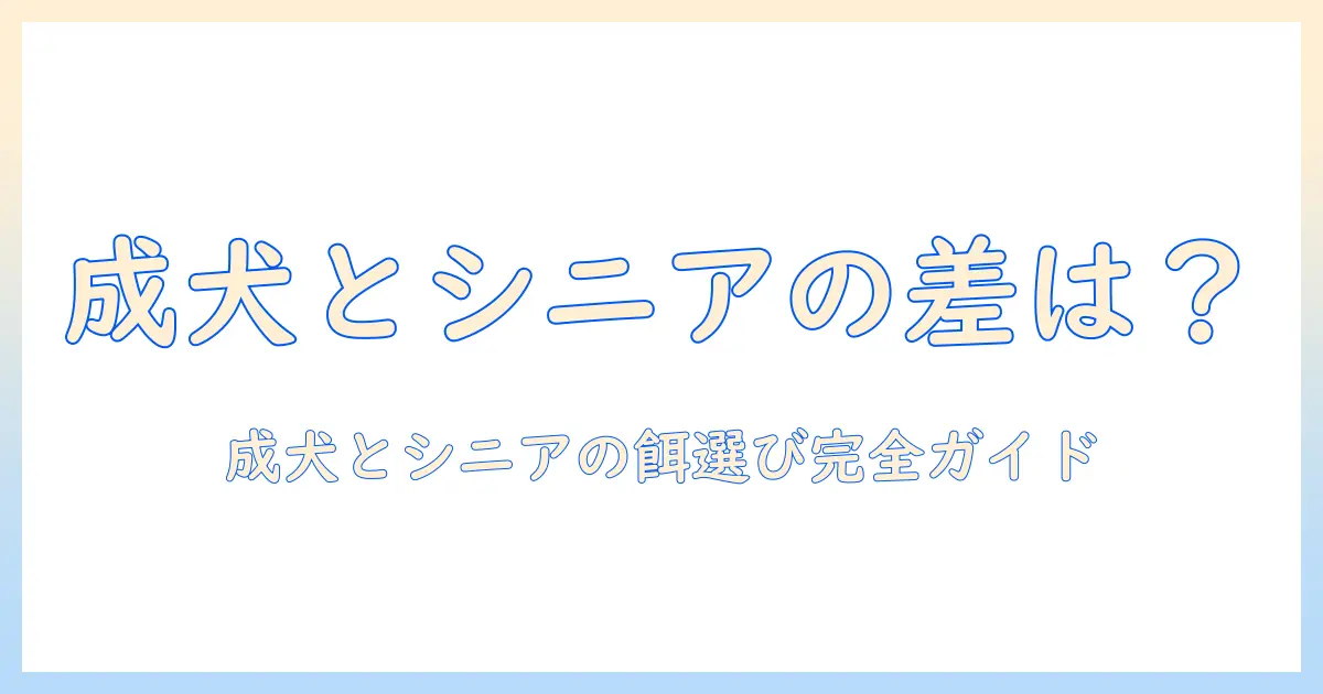 ドッグフードの成犬用とシニア用の違いを徹底解説|選び方とポイント