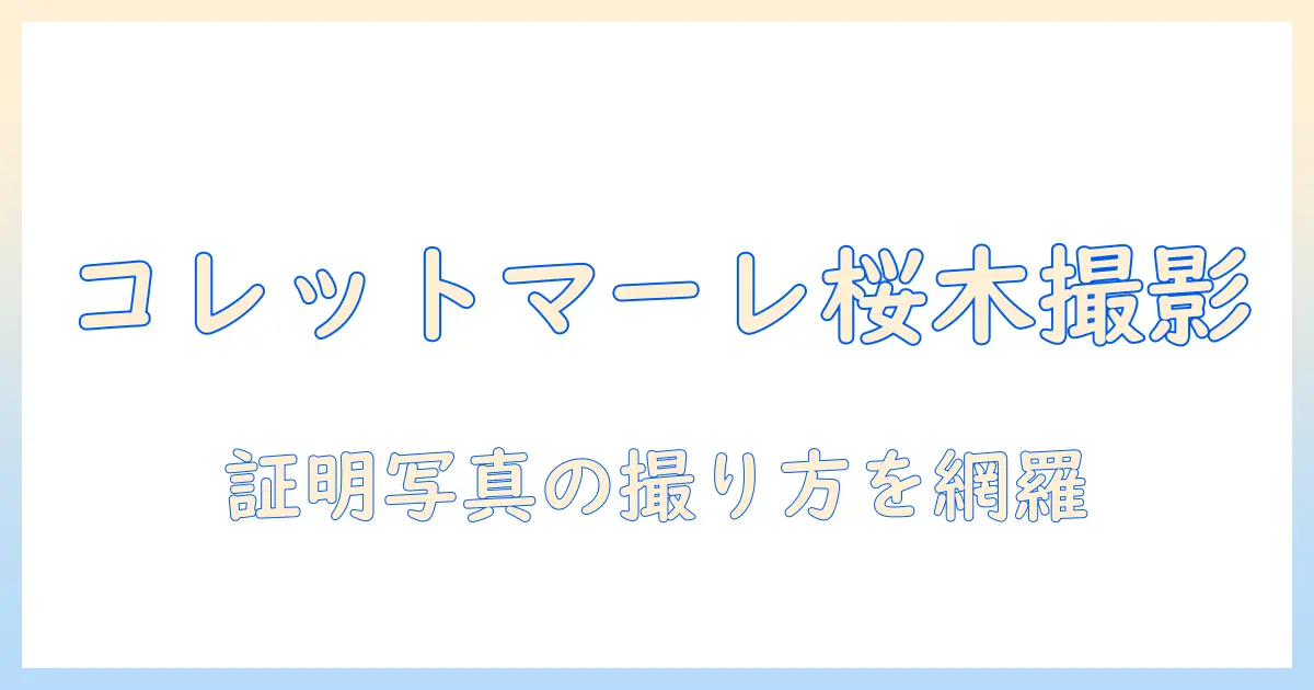 コレット マーレ 桜木 町 証明 写真を正しく撮るための完全ガイド