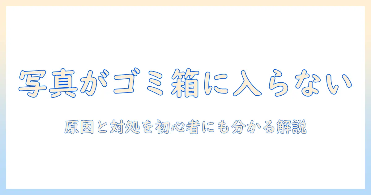 写真 が ゴミ箱 に 入ら ない原因と対処法｜初心者でも分かる写真データ削除のコツ