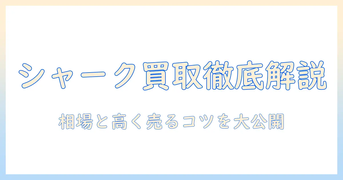 シャークの掃除機の買取価格を徹底解説｜相場と高く売るコツ