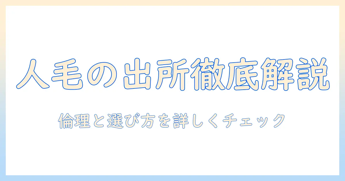 ウィッグの人毛はどこから来るのか?購入前に知っておくべき基礎知識と選び方