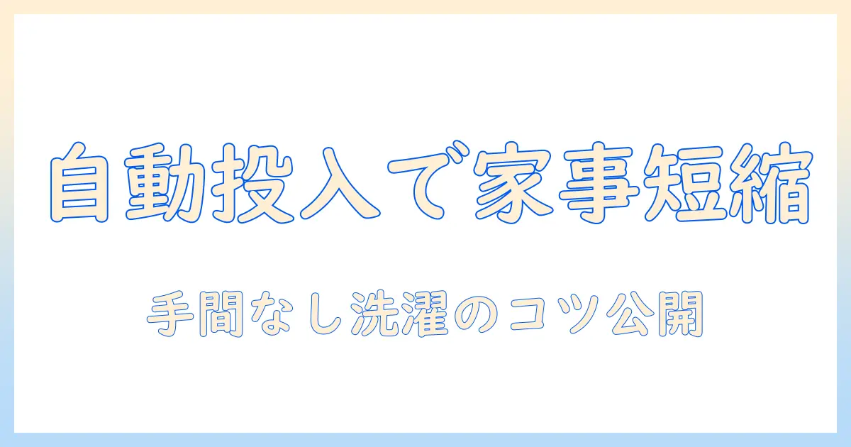 洗濯機の自動投入とは？基礎知識と使い方・選び方を徹底解説