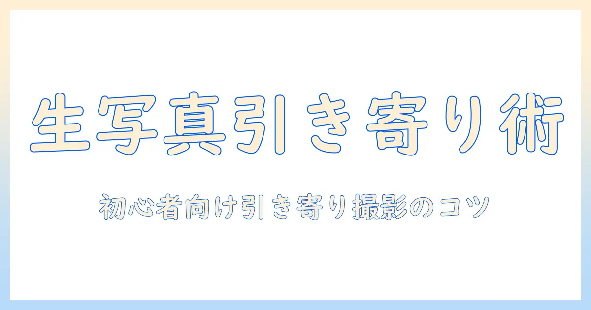 生 写真 引き 寄りを活用する写真術ガイド：初心者向けの撮影と編集のコツ