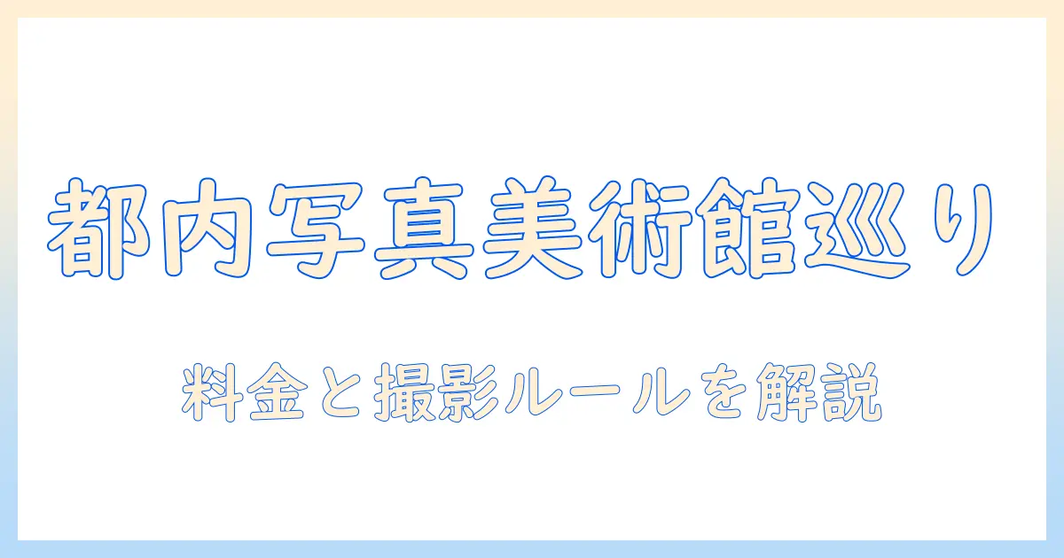 東京の写真で巡る都の美術館：チケット料金と撮影ルールを解説