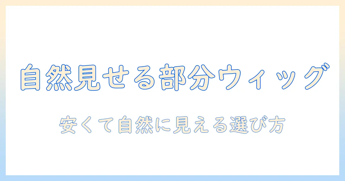 部分 かつらと 部分 ウィッグで 自然に見せる おすすめ 安い ウィッグの選び方