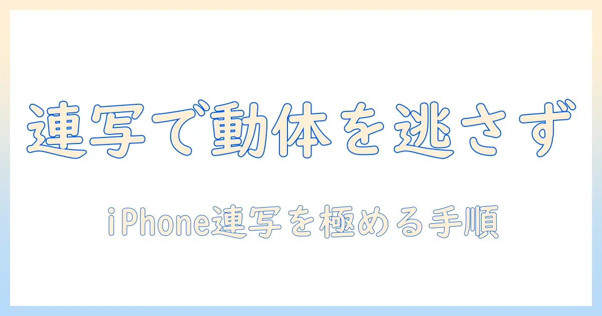 iphone 写真 連写 やり方：動く被写体を逃さず撮るコツと手順