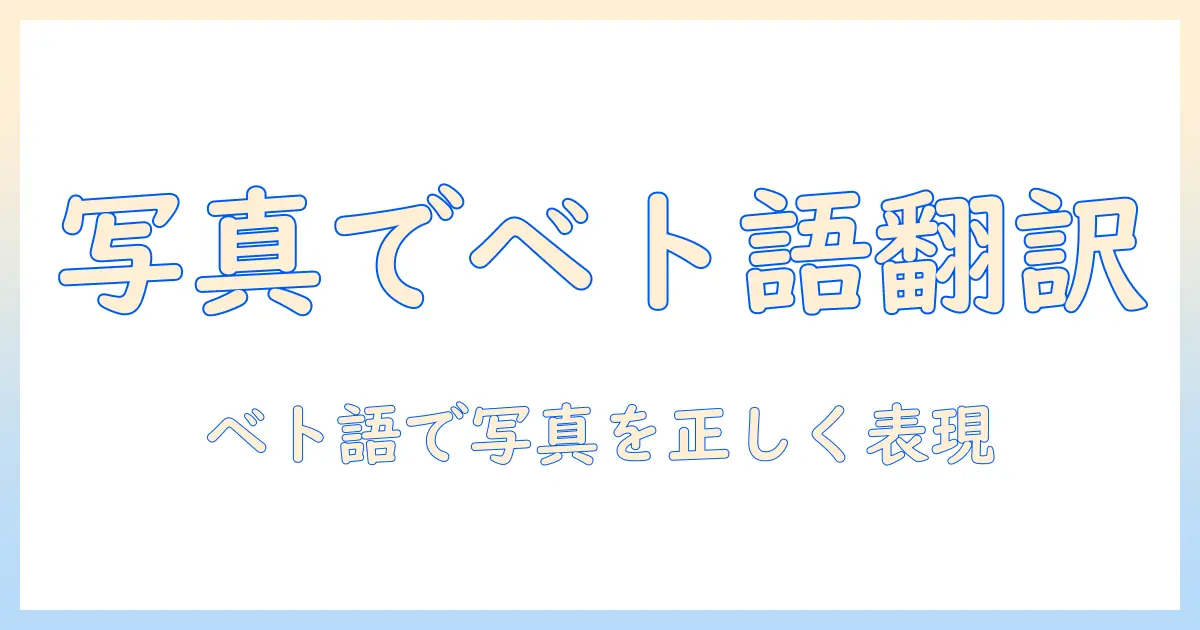 写真 ベトナム語 翻訳ガイド：日本語の写真をベトナム語で正しく表現する方法