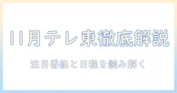 テレビ東京の11月番組表を徹底解説—注目番組と放送日程を読み解く