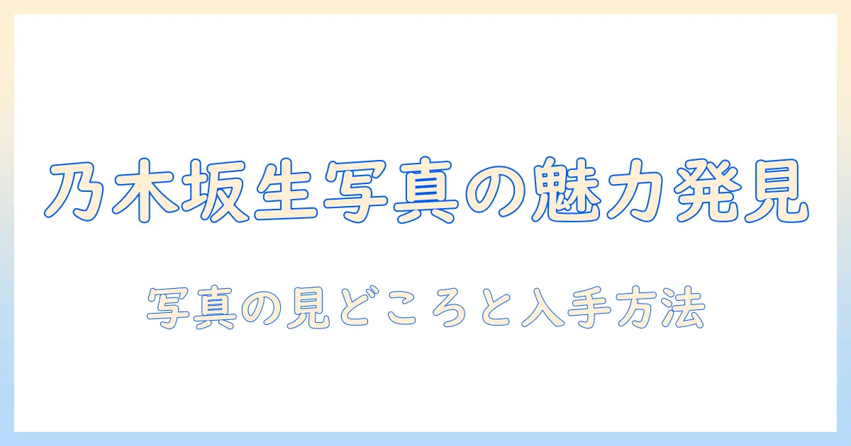 乃木坂 生 写真 ルーズ ソックスを楽しむ完全ガイド｜写真の見どころと入手方法
