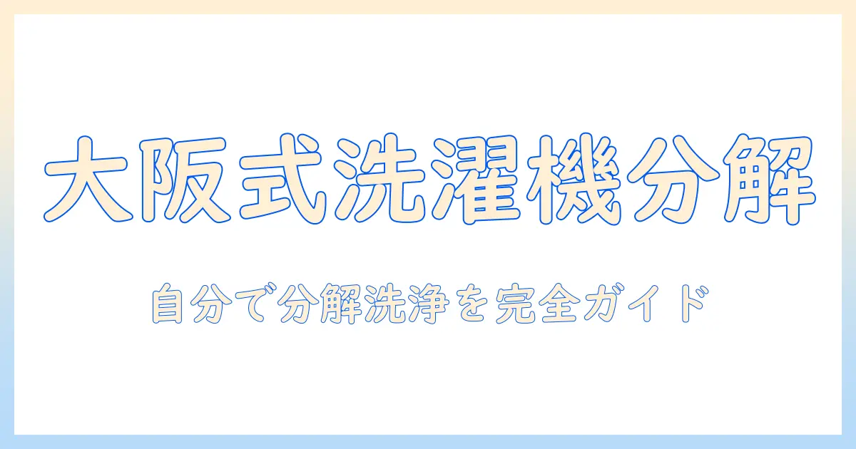 大阪で洗濯機の分解洗浄を徹底解説：自分で分解洗浄する手順と大阪の業者を探すコツ