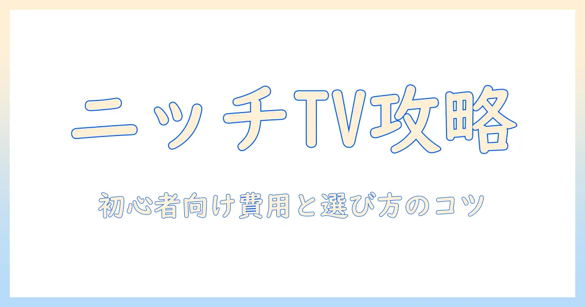 テレビのニッチ市場と費用を読み解く：初心者にも分かる選び方と費用の抑え方
